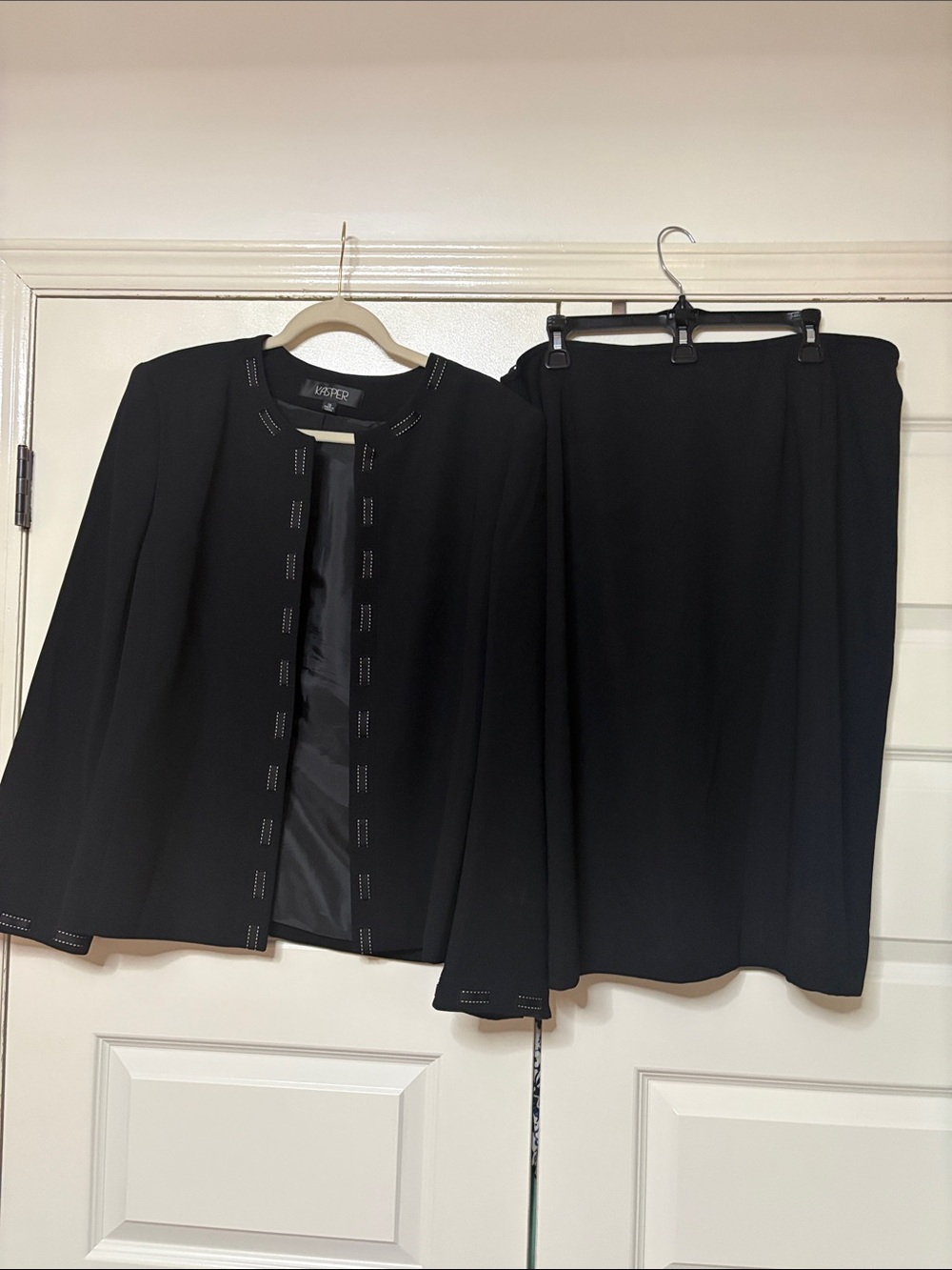 Kasper Black Open Front Jacket Suit